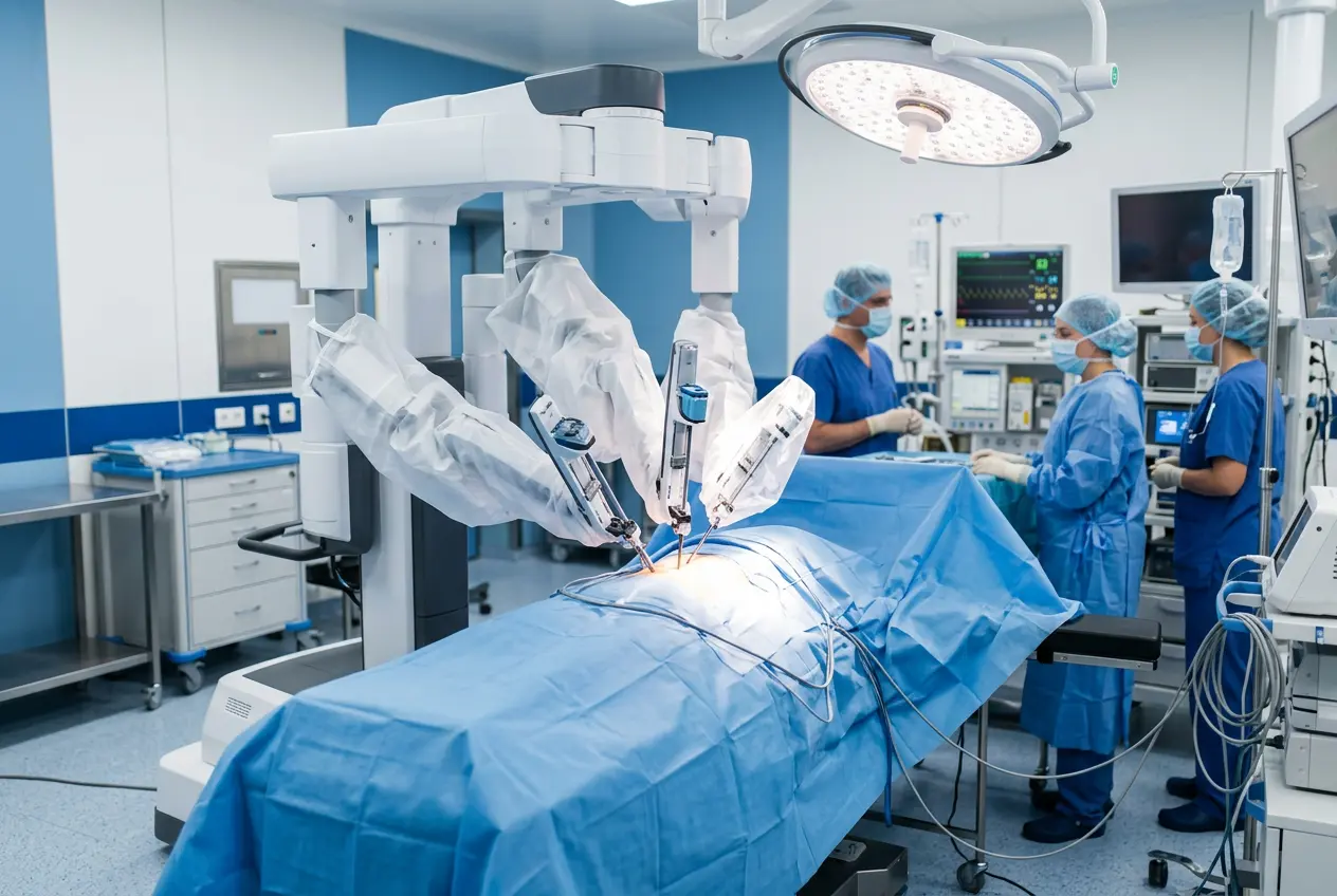 Ameliyathanede da Vinci robotik cerrahi sistemi ve cerrahi ekip